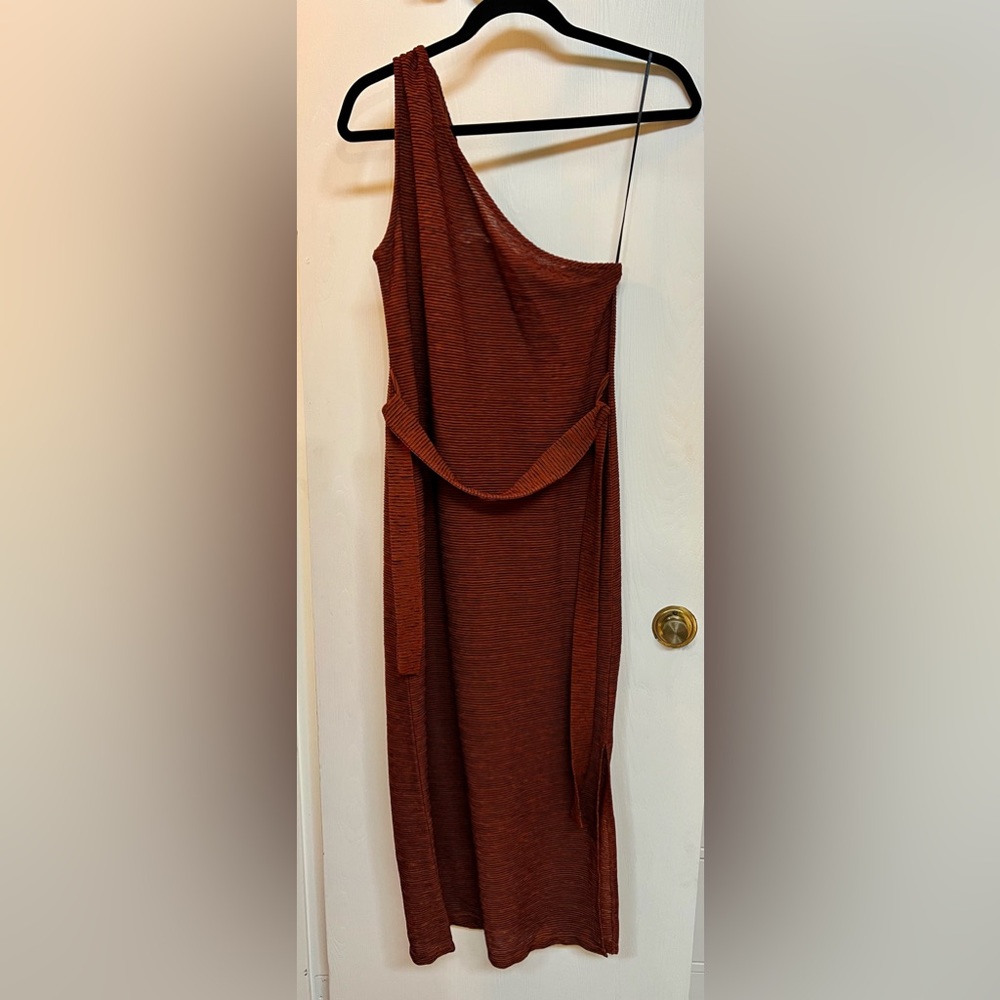 Top Shop one shoulder copper brown dress